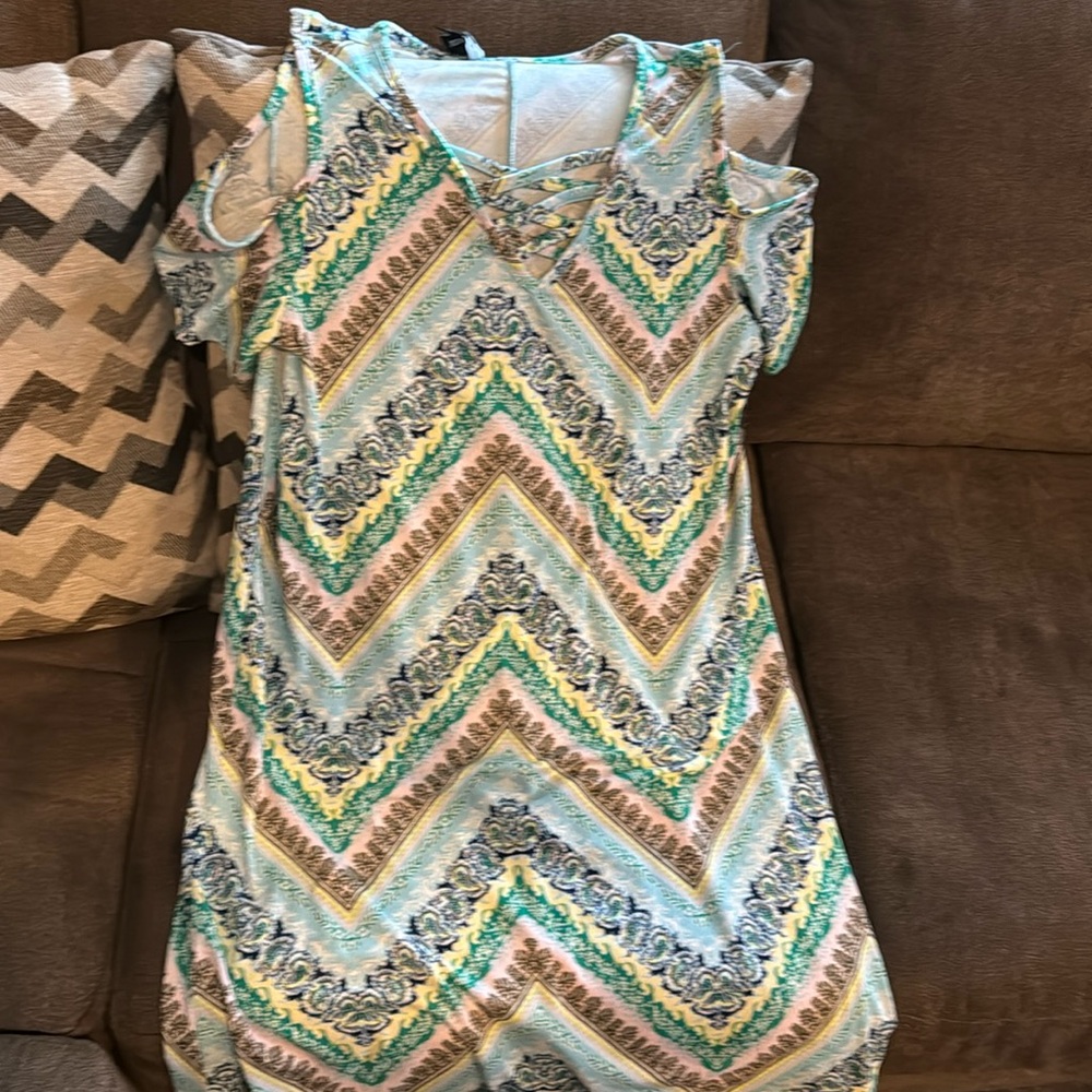 Green and blue summer dress size large 10-12